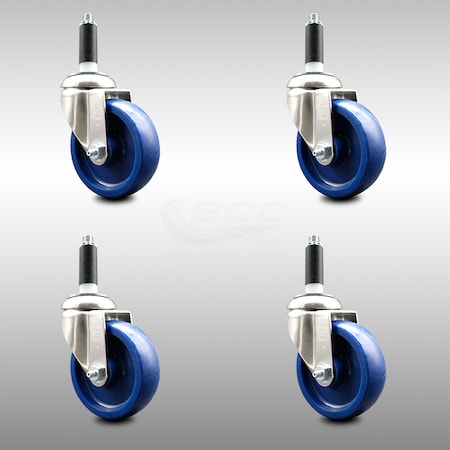 Service Caster 4 Inch 316SS Solid Polyurethane Swivel 3/4 Inch Expanding Stem Caster Set SCC SCC-SS316EX20S414-SPUS-34-4